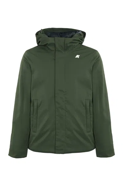 K-way Jacko Marmotta Jacket In Twill In Green Blue