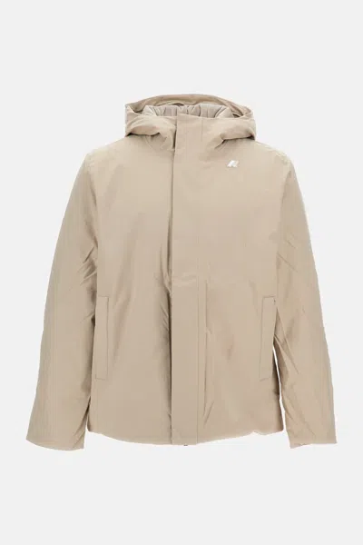 K-way Zip-fastening Padded Jacket In Neutral