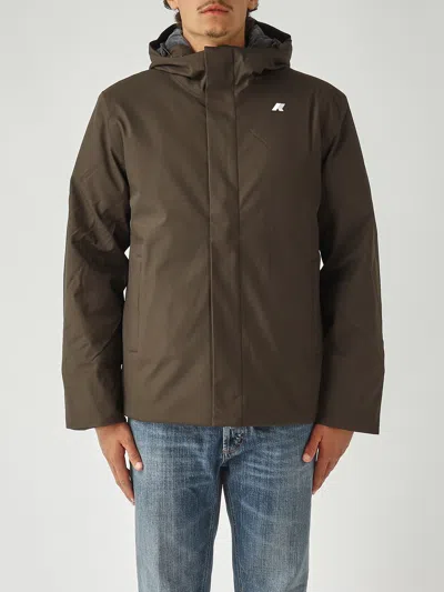 K-way Jacko Twill Marmotta Regular-fit. Giacca Corta City-ready. Texture In Twill Di Poliestere. Imbottitu In Brown