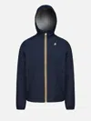 K-way Hooded Jacket With Side Pockets And Cuffs In Blue