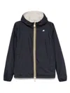 K-way Double Hooded Reversible Waterproof Lightweight Jacket In Blue