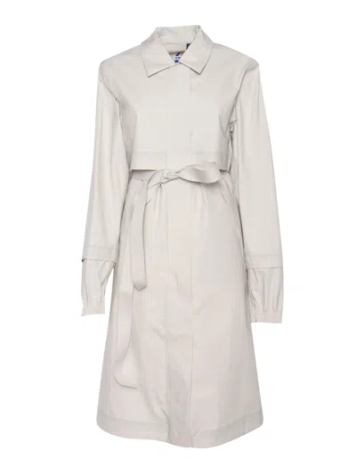 K-way Jesy 3l Poplin Long Down Jacket In Beige