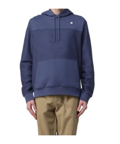 K-way Jose Logo Patch Drawstring Hoodie In Blue