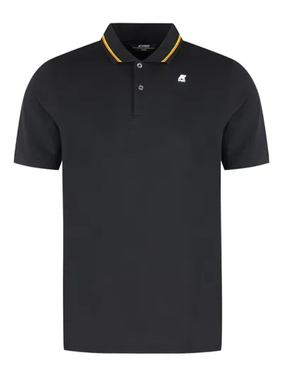 K-way Jud Contrasting-collar Polo Shirt In Black