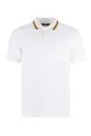 K-way K Way Stretch Pique Cotton Polo Shirt With Striped Collar In White