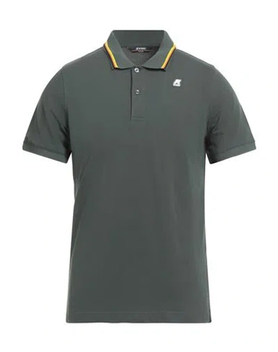 K-way Jud Man Polo Shirt Military Green Size M Cotton, Elastane