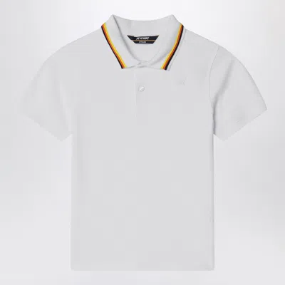 K-way Kids' Jude White Polo In Cotton Piqué