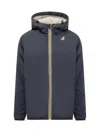 K-way Blue Jacket With Hood And Teddy Interior In Blue