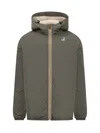 K-way Green Jacket With Hood And Sherpa Lining In Green
