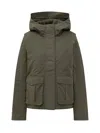K-way Jacket With Hood And Synthetic Fur Lining In Green