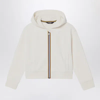 K-WAY K WAY DIVINE WHITE HOODED SWEATSHIRT