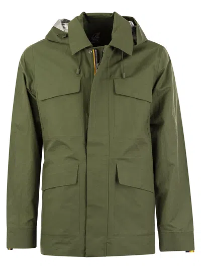 K-way K Way Erhal Linen Blend Military Green Jacket