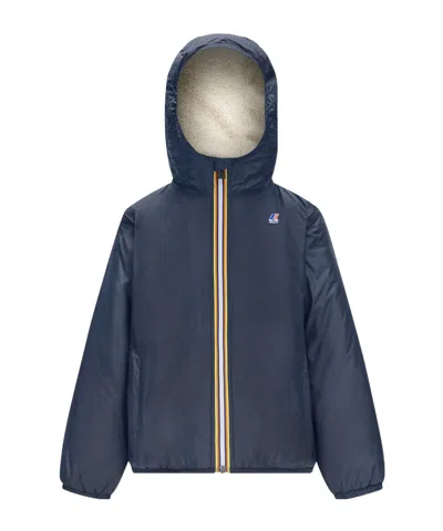 K-way Kids Chest Logo-printed Zipped Bomber Jacket In Blue