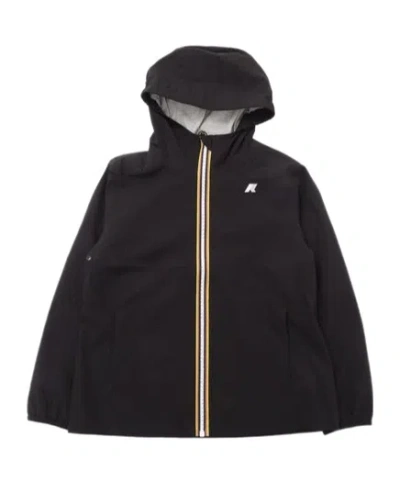 K-way Kids Hooded Zip-up Jacket In Black