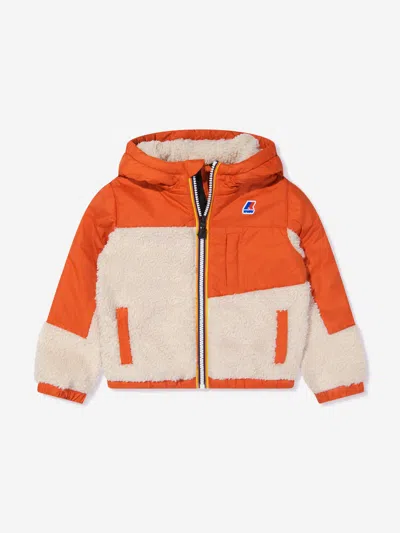 K-way Kids' Le Vrai 3.0 Neige Orsetto Panelled Jacket In Orange
