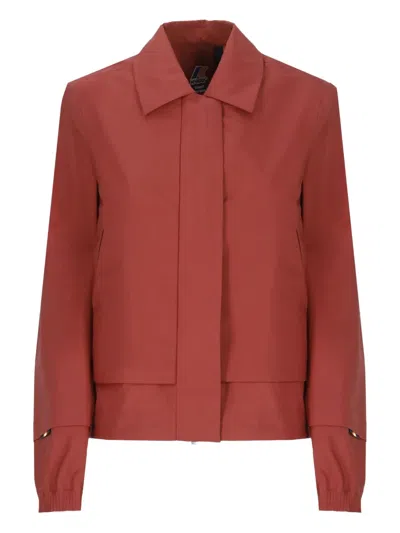 K-way Layered Collar Zip-front Jacket In Burgundy
