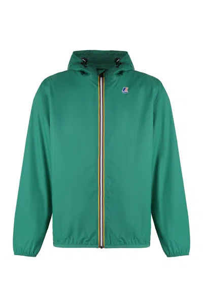 K-way Le Vrai 3.0 Claude Hooded Nylon Jacket In Green