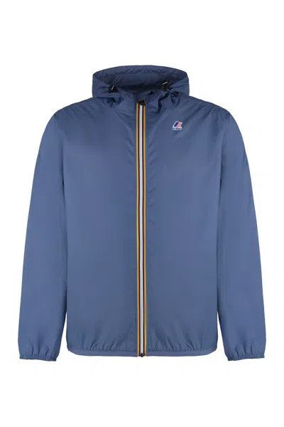 K-way Le Vrai 3.0 Claude Hooded Nylon Jacket In Blue
