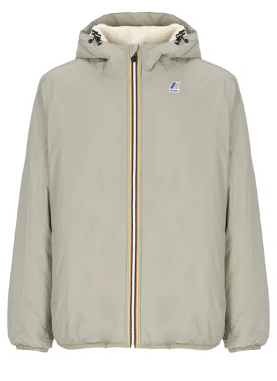 K-way Hooded Short Jacket Drawstring Collar In Neutral