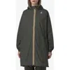 K-way Le Vrai 4.0 Eiffel East Water Repellent Raincoat In Green Blackish