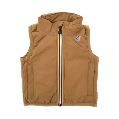 K-way Kids' Logo-print Gilet In Beige