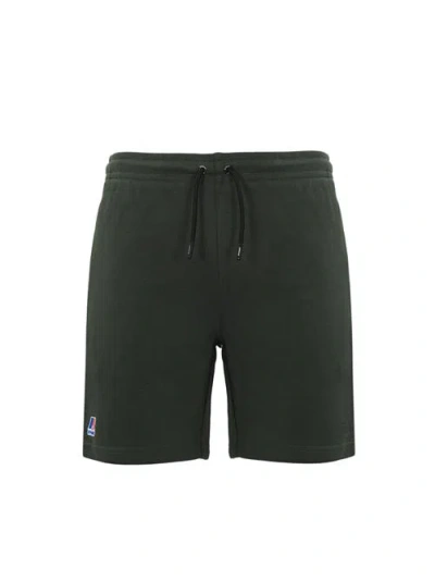 K-way Le Vrai Dorian Poly Cotton Shorts In Green Blackish