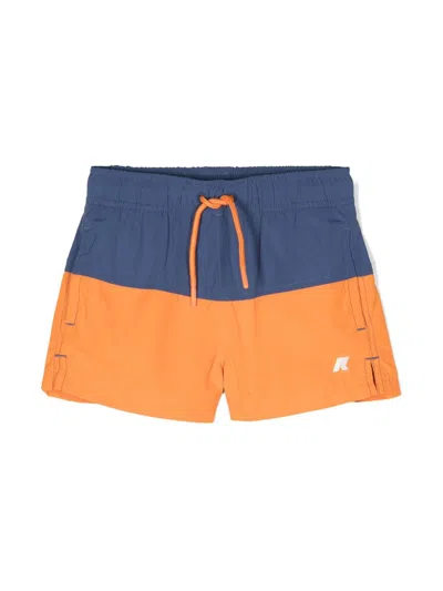 K-way Kids' Leslie Logo-patch Swim Shorts In Blue