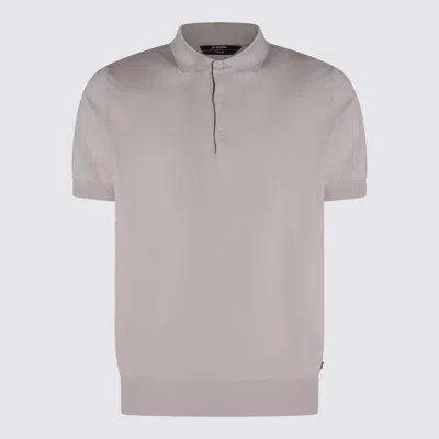 K-way Knitted Cotton Polo With Ribbed Accents In Neutral