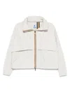 K-way Light Beige Jacket With Two-way Zip And Concealed Hood