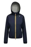 K-way Lightweight Hooded Jacket With Contrast Zipper And Adjustable Hem In Blue