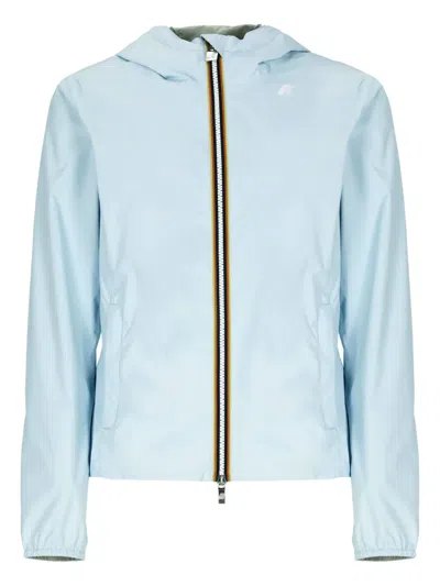 K-way Lily Hooded Zip-front Jacket In Blue