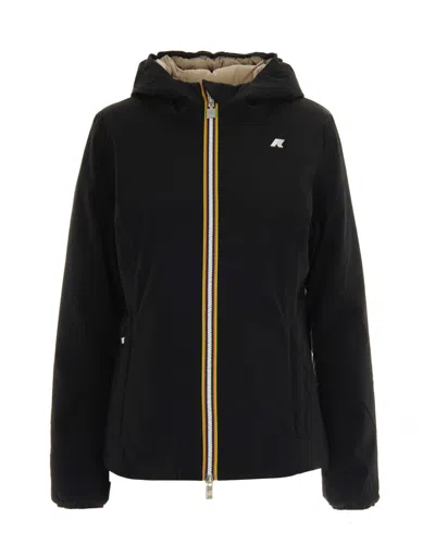 K-way Lily St Warm Double Jacket In Black/beige