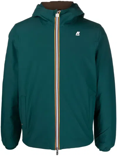 K-way Logo-appliqué Hooded Jacket In Green