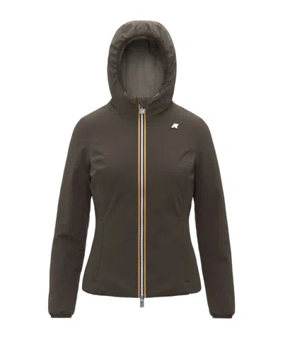 K-way Logo Cotton Jacket In Green