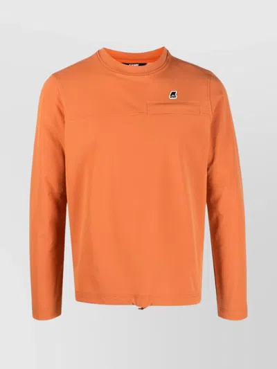 K-way Logo-patch Crew-neck Sweatshirt In Orange