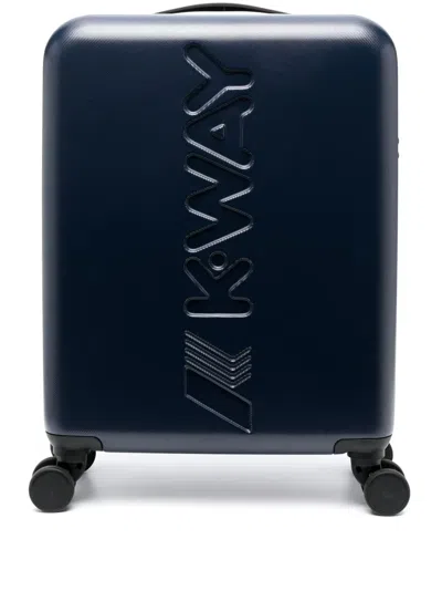 K-way Logo-debossed Cabin Luggage In Blue