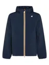 K-way Hooded Jacket With Side Pockets And Cuffs In Blue