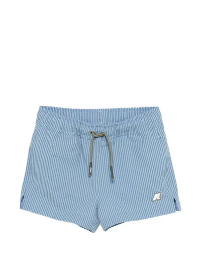 K-way Kids' Logo-detail Striped Shorts In Blue