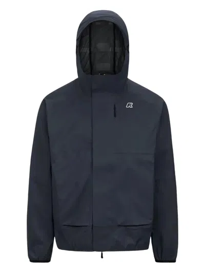 K-way Logo-embroidered Hooded Jacket In Blue