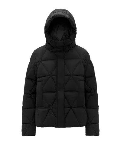 K-way Logo Hood Down Jacket In Black