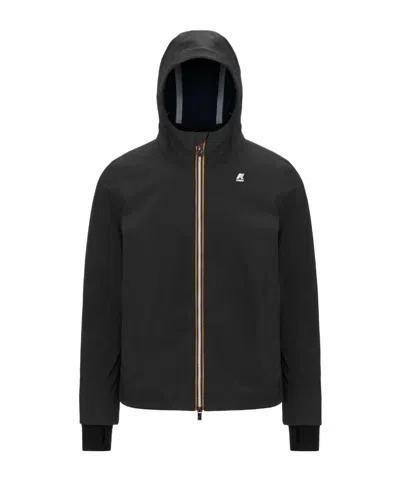 K-way Logo Hooded Casual Jacket In Black