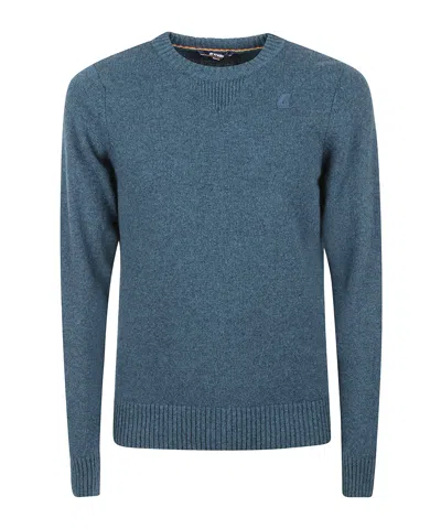 K-way Logo Long Sleeve Sweater In Blue