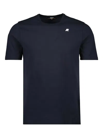 K-way Logo-patch Cotton T-shirt In Blue