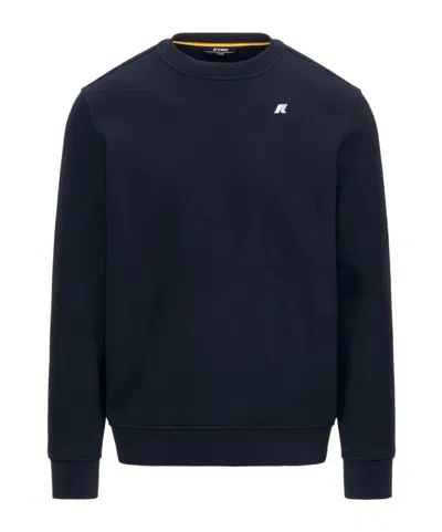 K-way Logo-patch Crewneck Sweatshirt In Blue