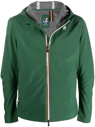 K-way Logo-patch Detail Hooded Jacket In Green