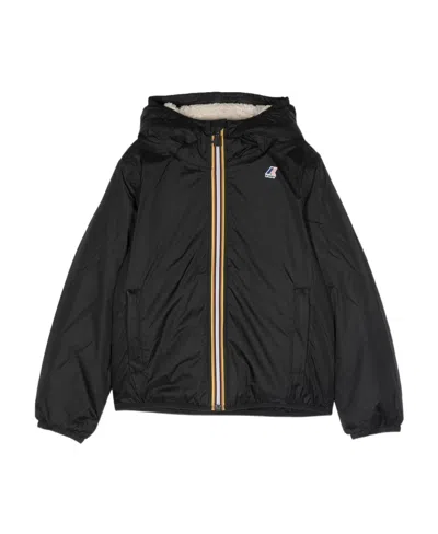 K-way Logo-patch Hooded Jacket In Black