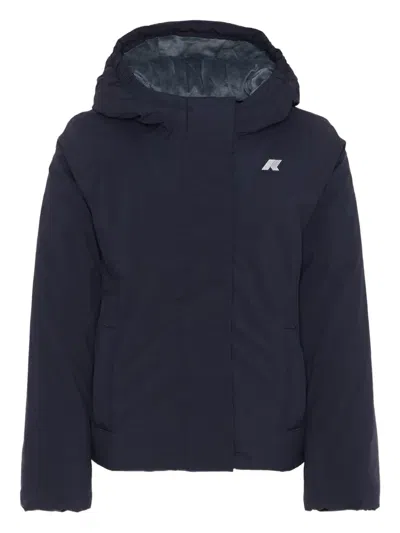 K-way Kids' Logo-patch Hooded Jacket In Blue