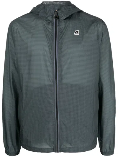 K-way Logo-patch Hooded Jacket In Grey