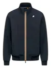 K-way Logo Printed Zipped Reversible Jacket In Blue