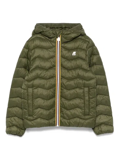 K-way Kids' Logo-patch Jacket In Green